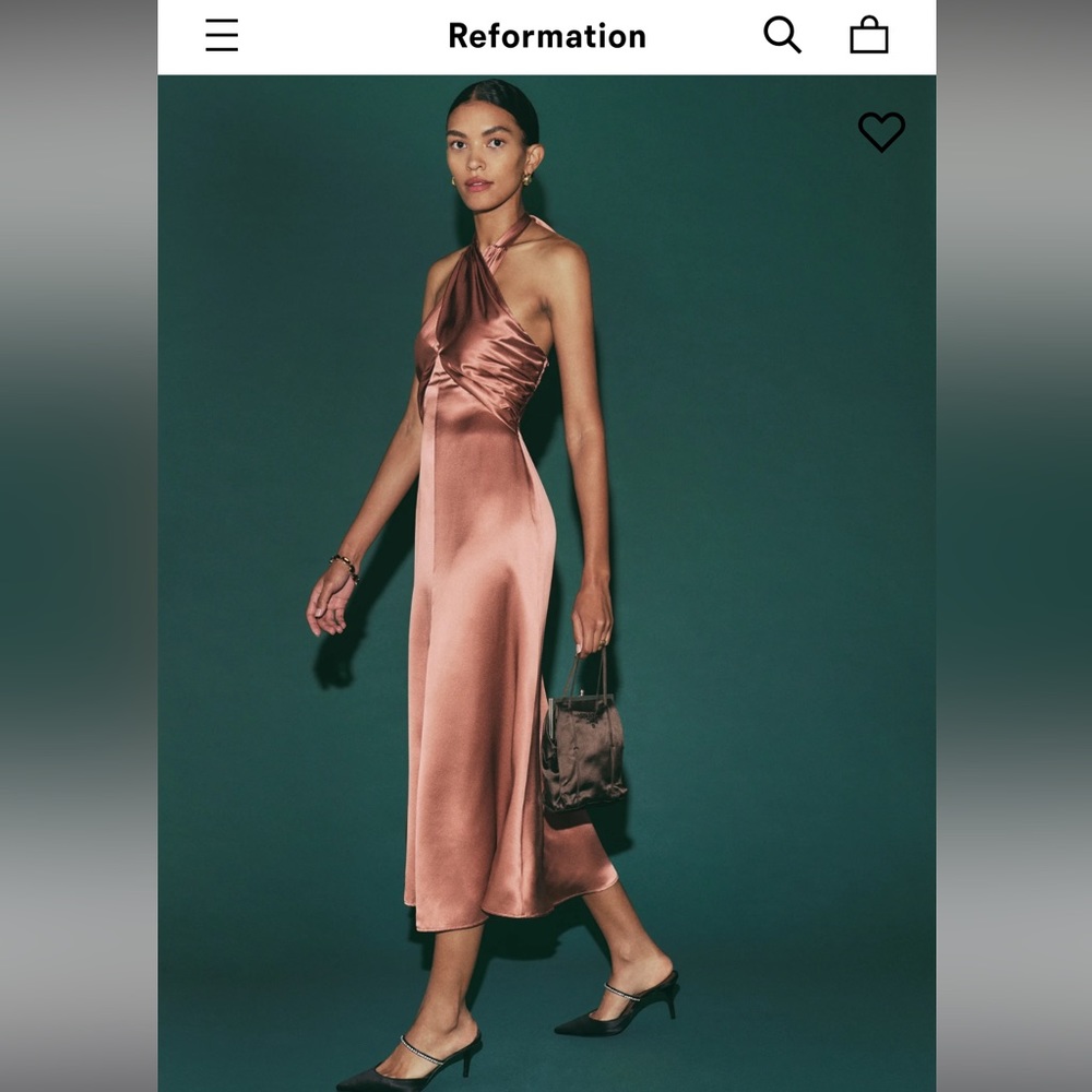 NWT Reformation Maddison Silk Midi Dress in Praline